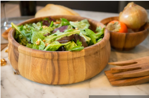 Large Bead Rim Salad Bowl by Ironwood