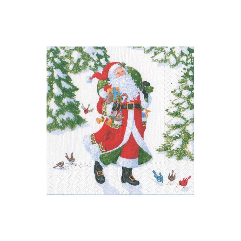 Cocktail Napkins : Woodland Santa