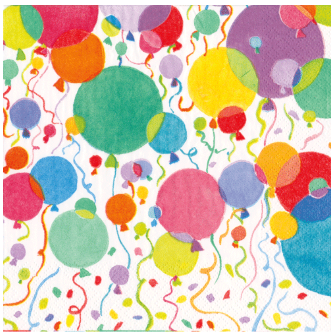 Cocktail Napkins : Balloons and Confetti White Retired