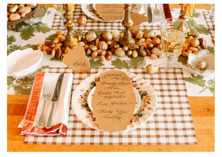 Brown Painted Check Placemat Pad of 24