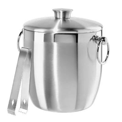 Stainless Steel Ice Bucket w/ Tongs