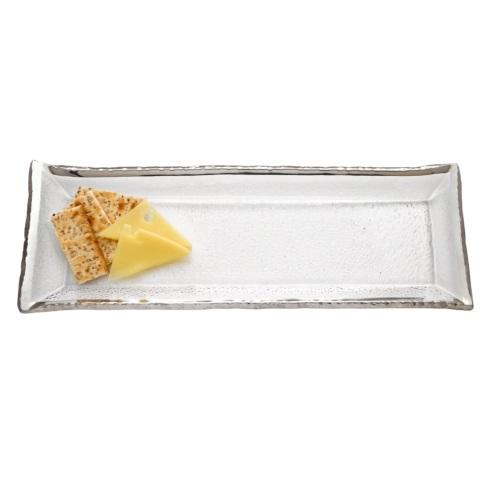 Silver Edge Rectangular Glass Serving Tray