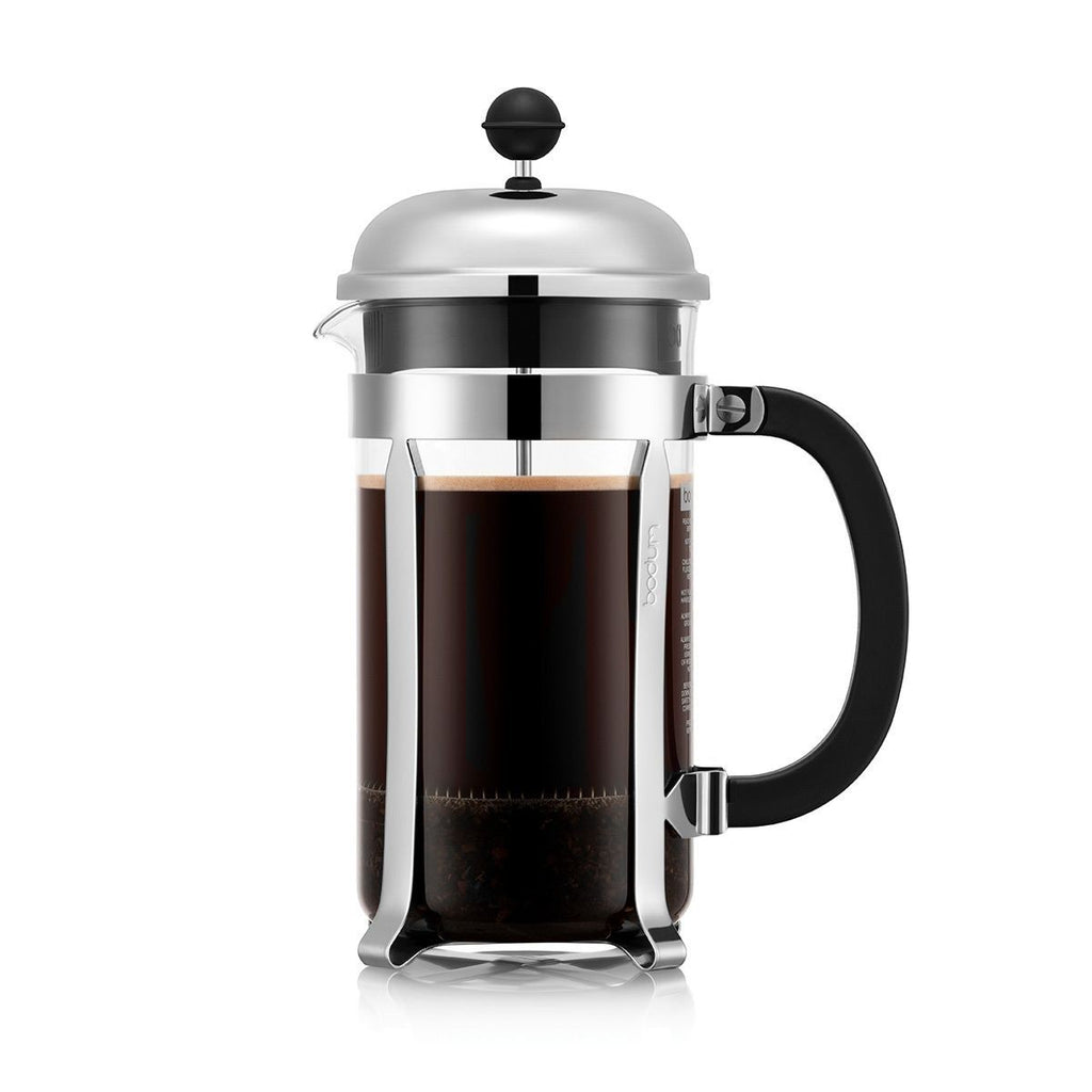 The Kitchen Table Bodum Chambord 8-cup French press coffee maker with glass carafe and stainless steel frame