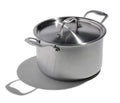 The Kitchen Table EATER 5 quart stainless steel sauce pot with matching lid and ergonomic side handles