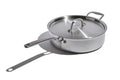 The Kitchen Table EATER 4 quart stainless steel sauté pan with matching lid and long handle on a white background.