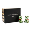 The Kitchen Table ceramic bear salt and pepper shakers with green and white check pattern and red holiday bows.