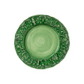 The Kitchen Table Fiabe di Natale green salad plate with handpainted and sculpted festive holiday relief details.