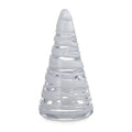 The Kitchen Table clear glass holiday tree ornament with swirling white snow-like patterns for tabletop decor.