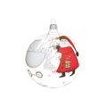 The Kitchen Table Old St. Nick handpainted glass ornament featuring Santa Claus and a baby carriage for a first Christmas
