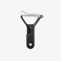 The Kitchen Table Sharple Y-Peeler with a black ergonomic handle and a protective self-sharpening blade cover.