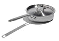 The Kitchen Table 1.5 quart stainless steel mini saute pan with a matching lid and long handle on a white background.