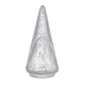 The Kitchen Table Vela Conical Evergreen glass tree ornament with internal bubble details in a clear conical shape.