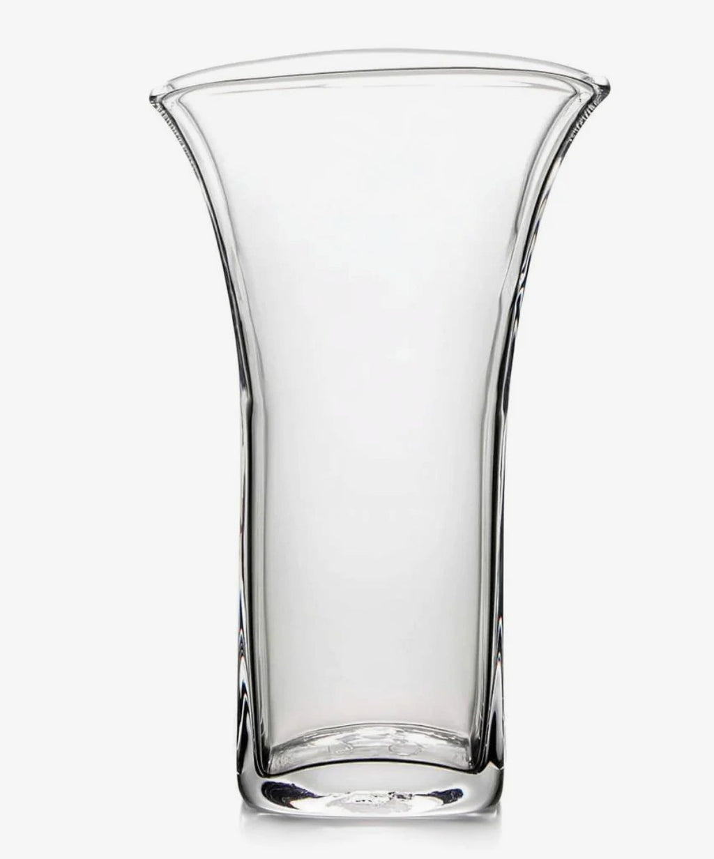 The Kitchen Table Weston large clear glass vase with a rectangular silhouette and a wide fluted opening.
