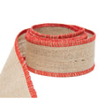 Natural Jute w/ Red Trim Wired Stitching Ribbon