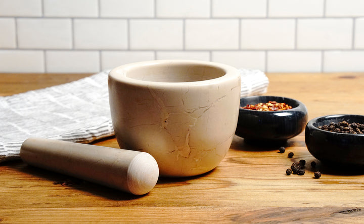 Mortar & Pestle Beige Marble