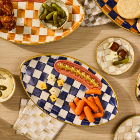 Royal Check Ceramic Football Platter