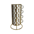 Mocha Check Cappuccino Cup Tower