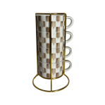Mocha Check Cappuccino Cup Tower