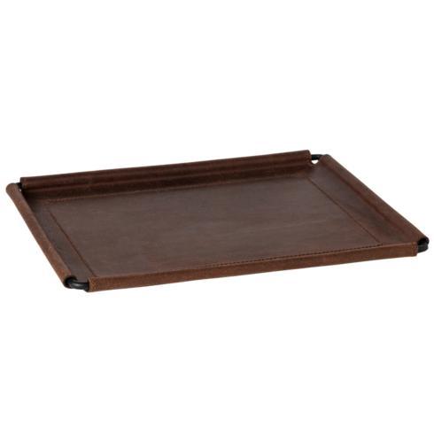 Leather Brown Rectangle Tray 12"