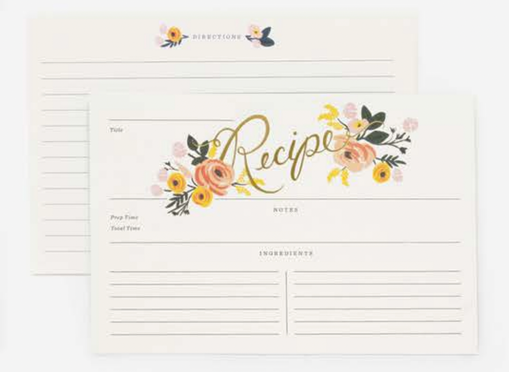 Peony Recipe Cards pk/12