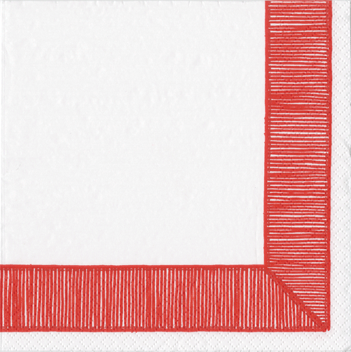 Cocktail Napkins : Ribbon Border Red
