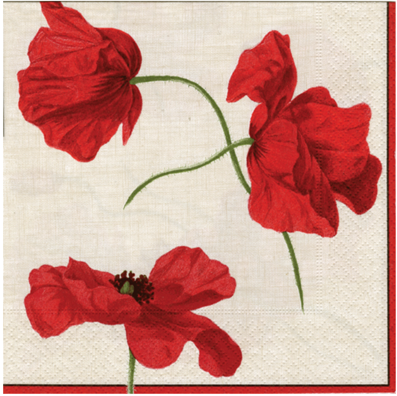 Luncheon Napkins :  Dancing Poppies Ivory  Retired
