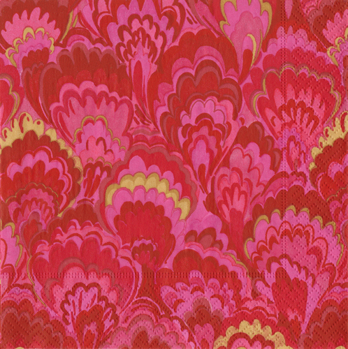 Cocktail Napkins : Marbled Ceramica Red/Fuchsia