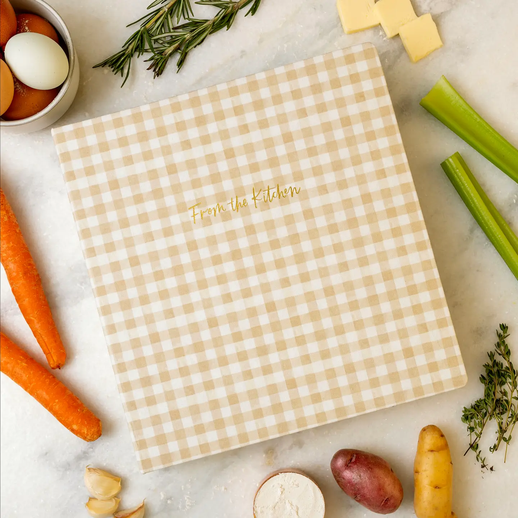 Large Recipe Binder Beige Gingham