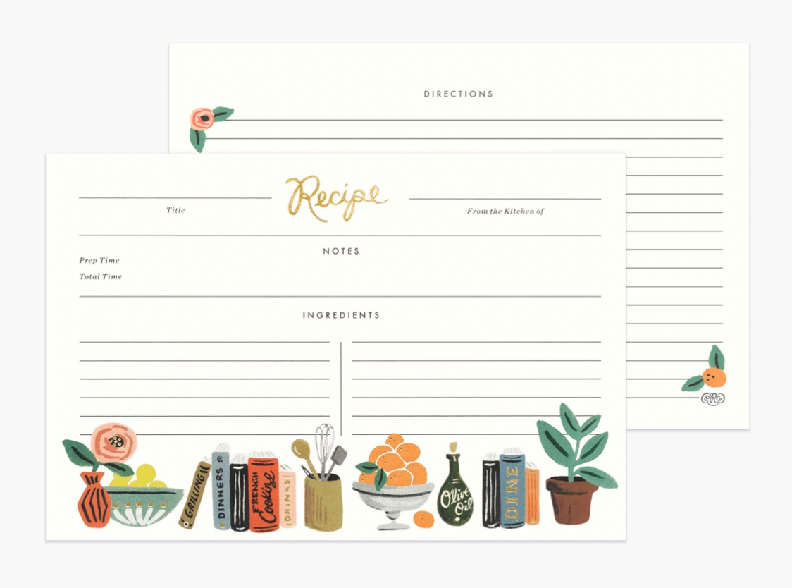 Kitchen Shelf Recipe Cards